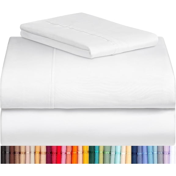 Luxclub Solid Microfiber Bed Sheet Set, Twin Xl White, 3 Piece, Breathable Deep Pocket Bedding, Wrinkle Resistant