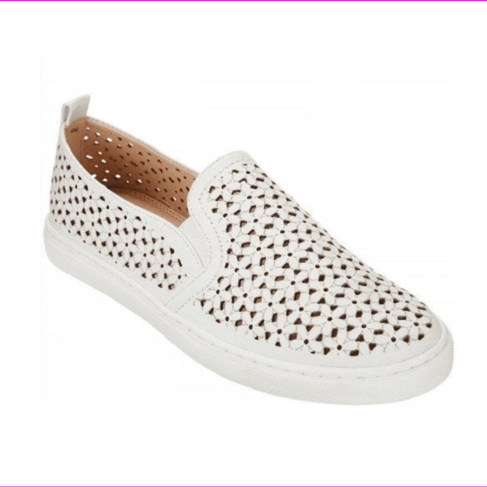 Isaac Mizrahi Live! SOHO Leather Perforated Sneakers WHITE 7M - Walmart ...
