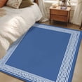 thumbnail image 5 of Dark Blue Greek Key Large Area Rugs for Bedroom Living Room, Soft Non Slip Carpet Bedside Rug, Geometric Greece Ancient Farmhouse Geo Rectangular Floor Cover Kitchen Accent Rug 3'x5' for Office, 5 of 9