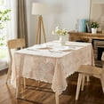thumbnail image 3 of Warm Home Designs 54" x 72'' Lace Golden Linen Rectangle Tablecloth. AME Linen 54x72, 3 of 5