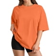thumbnail image 2 of LWavelet Women's Oversized T-Shirt Short Sleeve Tops Round Neck Casual Loose Comfy Summer Tee Orange S, 2 of 6