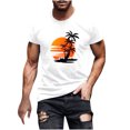 thumbnail image 2 of Meichang T-Shirts Graphiques pour Hommes T-Shirts à Col Rond Imprimés 3D Palmier Tropical Coucher de Soleil Coupe Régulière Manches Courtes T-Shirts d'Entraînement T-Shirts d'Été pour Muscles pour Hommes Aubaines de Liquidation 2024 Blanc 3TG, 2 of 5