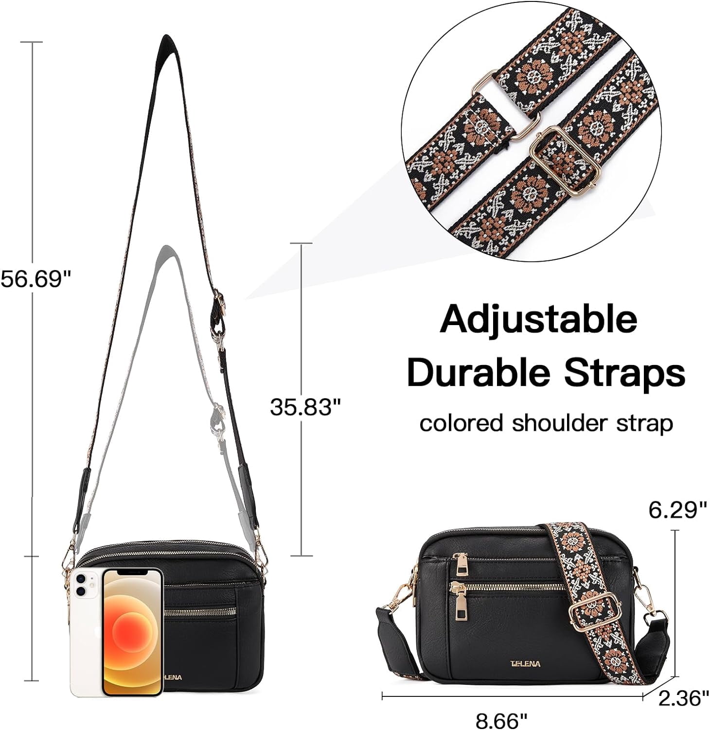 Crossbody Purse for Women Small Crossbody Bags Trendy Vegan Leather with Adjustable Shoulder Strap