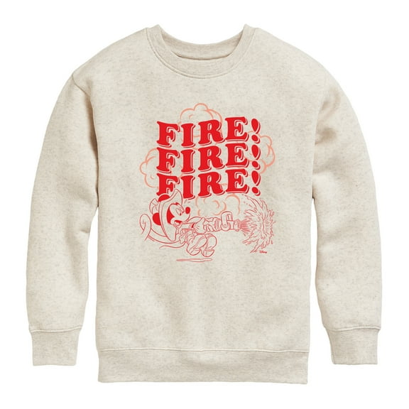 Disney - Firefighter Mickey - FIRE! Stacked - Toddler & Youth Crewneck Fleece Sweatshirt