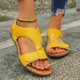 thumbnail image 6 of Peep-Toe Flat Sandals For Women With Cork Footbed T-Strap Design Breathable Casual Shoes For Spring And Summer In Yellow Color Size Us 5.5 For Foot Length 9.06 Inches Made Of Pu Material Y, 6 of 9