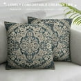 thumbnail image 3 of COMIO Boho Ethnic Pillow Covers  Bohemian Carpet Throw Pillows For Couch Navy Blue Grey Geometric Floral Decorative Pillow Cases Farmhouse Home Decor For Sofa Porch Patio Bed Room Outdoor, 3 of 5