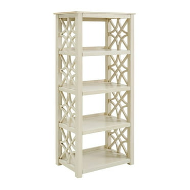 Serra 1 0 5 Shelf Bookcase In White, Manhattan Comfort Serra 1 0 White 5 Shelf Bookcase