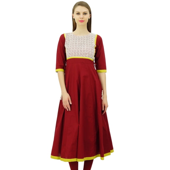 Bimba Women Designer Flared Anarkali Dress Cotton Kurta Chic Custom Kurti Long Tunic