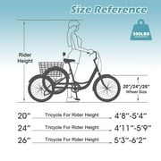 MOPHOTO 3 Wheel Bicycle for Adults 24 inch, Adult Tricycle 7 Speed with Basket/Bell, Cyan Cruiser Tricycle