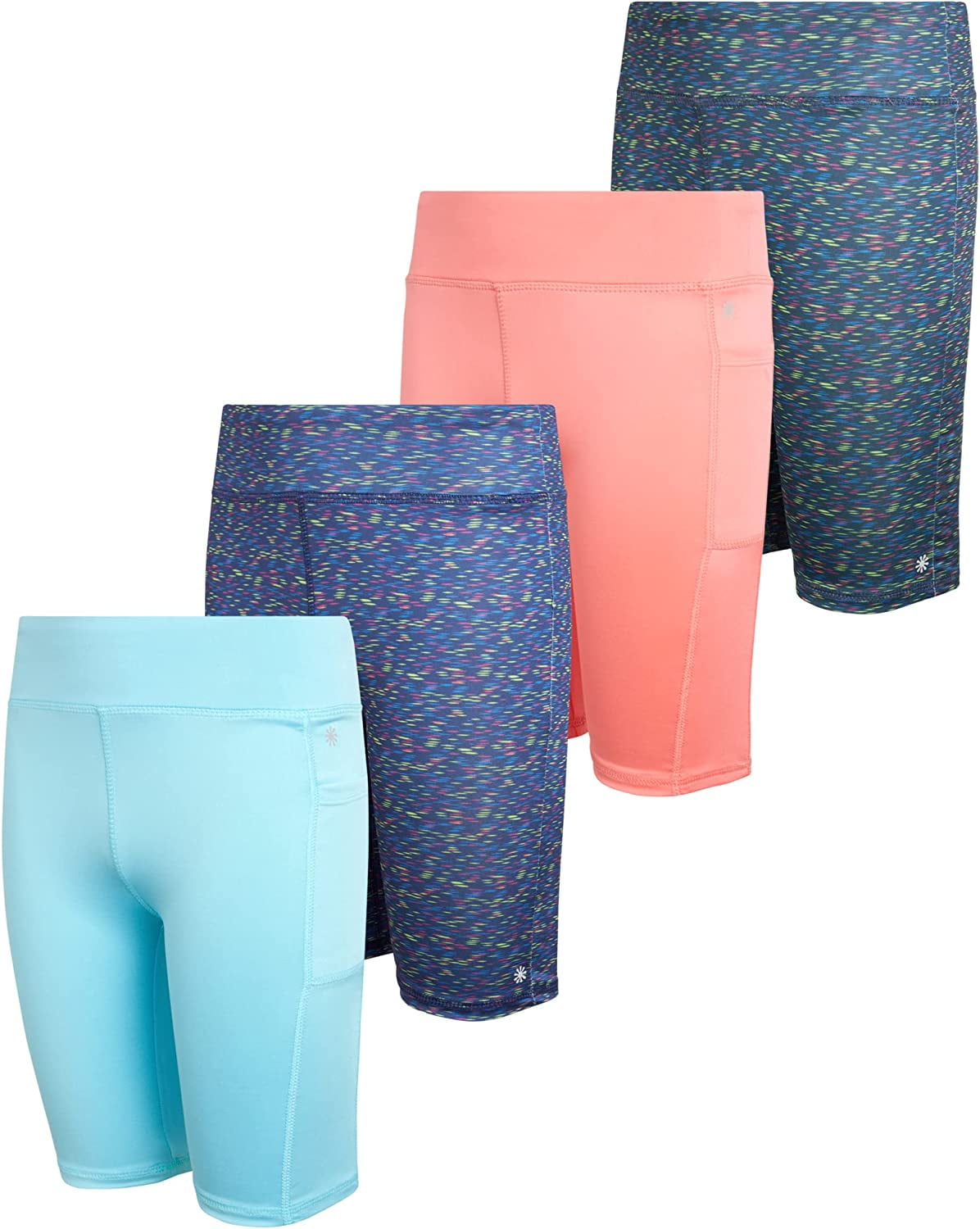 dELiAs Girls' Active Shorts 4 Pack Basic Performance Bike Shorts (Big