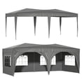 thumbnail image 5 of 10x20 Pop Up Outdoor Canopy Tent with Adjustable Leg Heights, SEGMART Portable Gazebo Tent with 6 Removable Sidewalls, Foldable Canopy Tent with Windows for Patio Outdoor Wedding Parties, Grey, 5 of 8