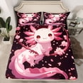 thumbnail image 2 of Homewish Lovely Salamander Twin Sheet Sets,Pink Cherry Blossom Twin Fitted Sheet,Cute Cartoon Axolotl Flat Sheet For Boys Girls,Super Cozy Room Decor,3-Piece, 2 of 7