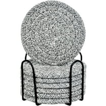 Zmeidao Round Placemats with Holder, Set of 8 Cotton Rope Woven Place Mats, Heat Resistant Table Mats, Braided Placemat for Farmhouse and Kitchen Table Decor, 4.33in