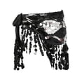 thumbnail image 2 of Pañuelo de cadera para danza del vientre, disfraz con lentejuelas y falda con borlas para fiesta en club, mujeres y niñas Negro Plata, 2 of 8