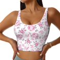 thumbnail image 1 of Fotbe Rose Flowers Sujetador Deportivo Largo sin Aros para Mujer con Almohadillas y Soporte Medio, Transpirable y Absorbente, Camiseta Tipo Chaleco o Tank Top-Small, 1 of 8