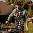 thumbnail image 4 of Red Mushroom Flower Black Pattern Apron-Garden Aprons for Women with Pockets-Cotton Linen Waterproof Kitchen Cooking Gardening Aprons Adjustable for Kitchen,Cooking,BBQ and Salon 33x27 Inch, 4 of 7