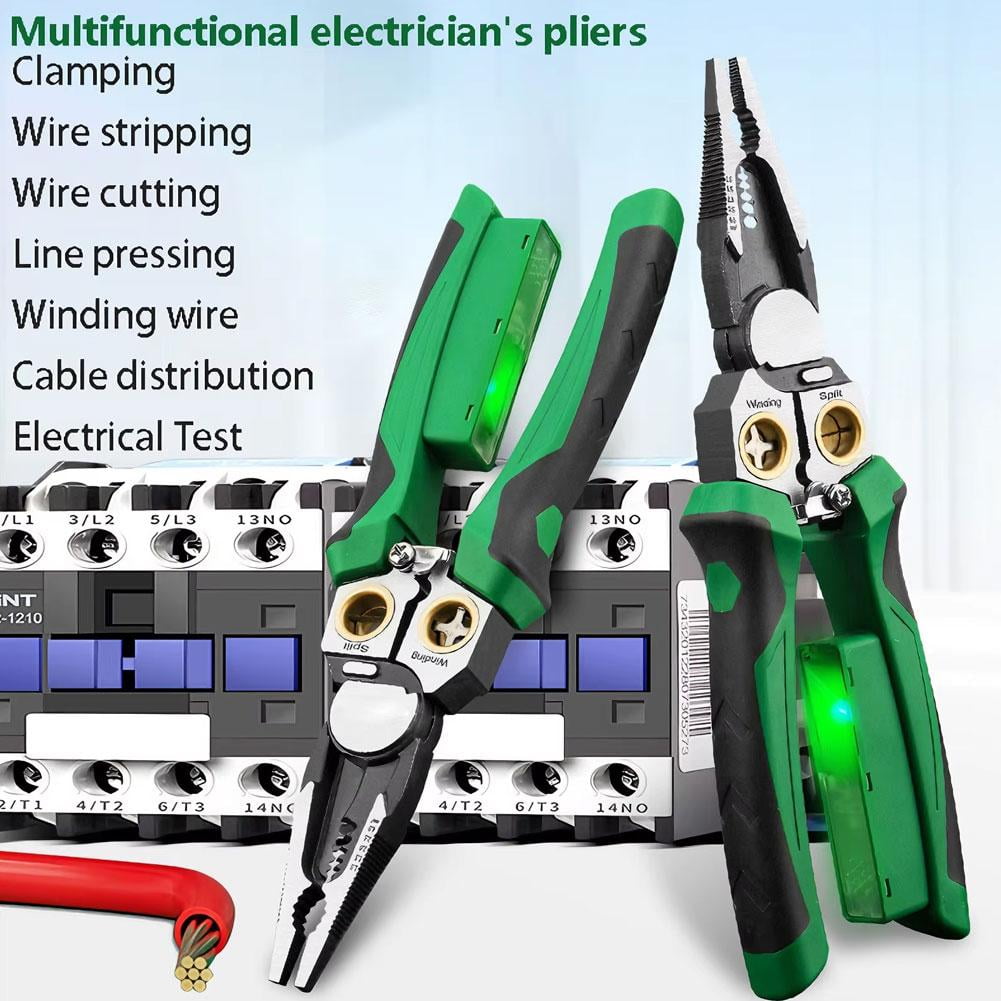 8 in 1 Wire Stripper with Voltage Tester,New Heavy Duty Wire Stripper Pliers,Tester Hot/Neutral Wires,Multifunctional Electric WireStripping Tool Electrical Pliers for Cutting and Splitting