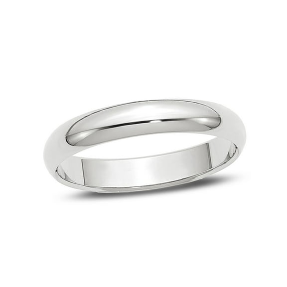 Gem & Harmony Ladies or Mens 14K White Gold 4mm Wedding Band Ring for Women