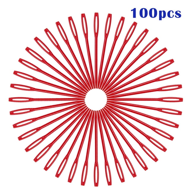 100PCS Plastic Sewing Needles,2.8" Colored Handcraft Needles for Yarn and Fabric,Multipurpose Craft and Mending Kit,B