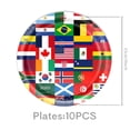 thumbnail image 4 of WUSUOWEI 11PCS International World Flags 1 Tableclothes,10 Plates,Around The World,Globe Party Tableware,Cake Dessert Dinner Tableware,Tableware Decorations for Travel Trip,Party Supplies, 4 of 9