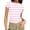 Pink, variant on Staron Women's Casual Unstructured Print Top Round Neck Short Sleeve Fitted Slim Ribbed T-Shirt, Pink L