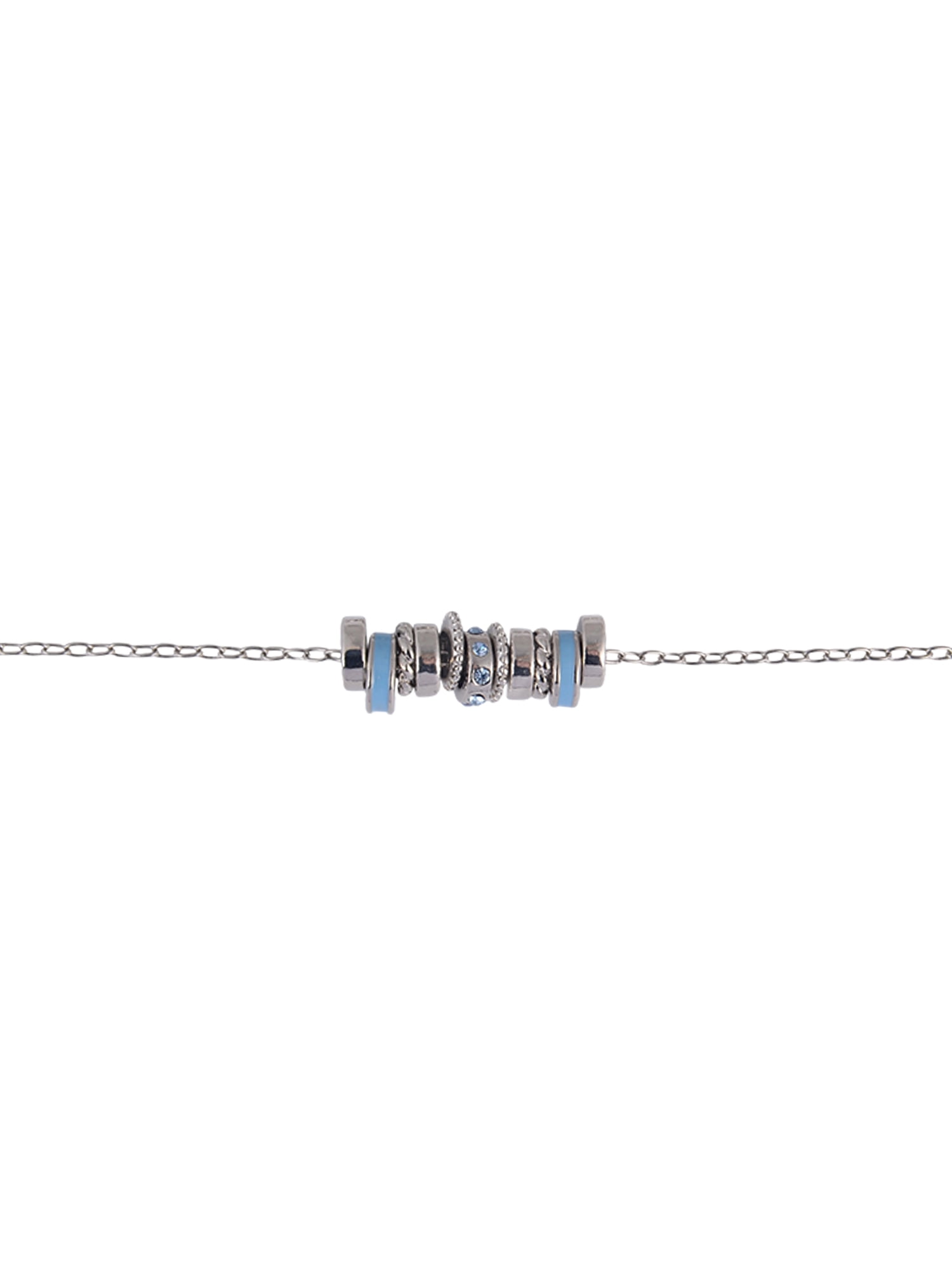 Time and Tru Silvertone Chain with Aqua Birthstone "March" Necklace