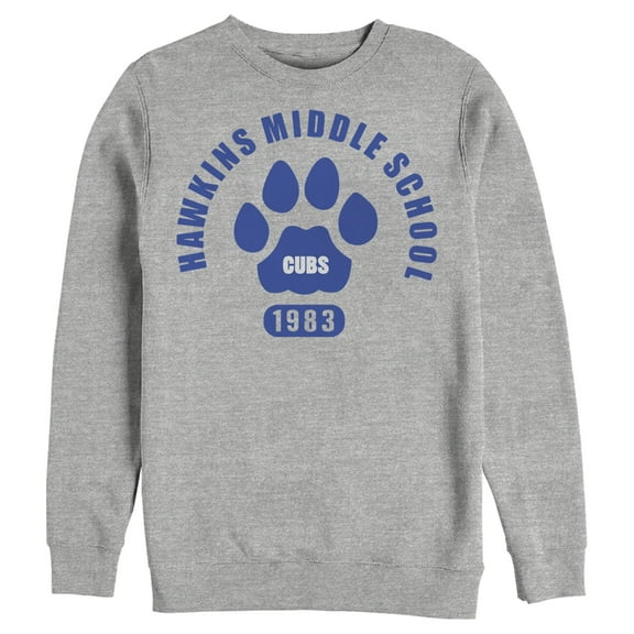 Netflix Men's Stranger Things Hawkins Middle School Cubs 1983 Sweatshirt Athletic Heather 2X Large