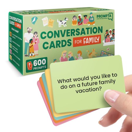 600 Conversation Cards for Families – Fun Conversation Starters Card Game for Adults and Families – Road Trip Must Have Travel Game to Get to Know Your Family - Kids Dinner Time