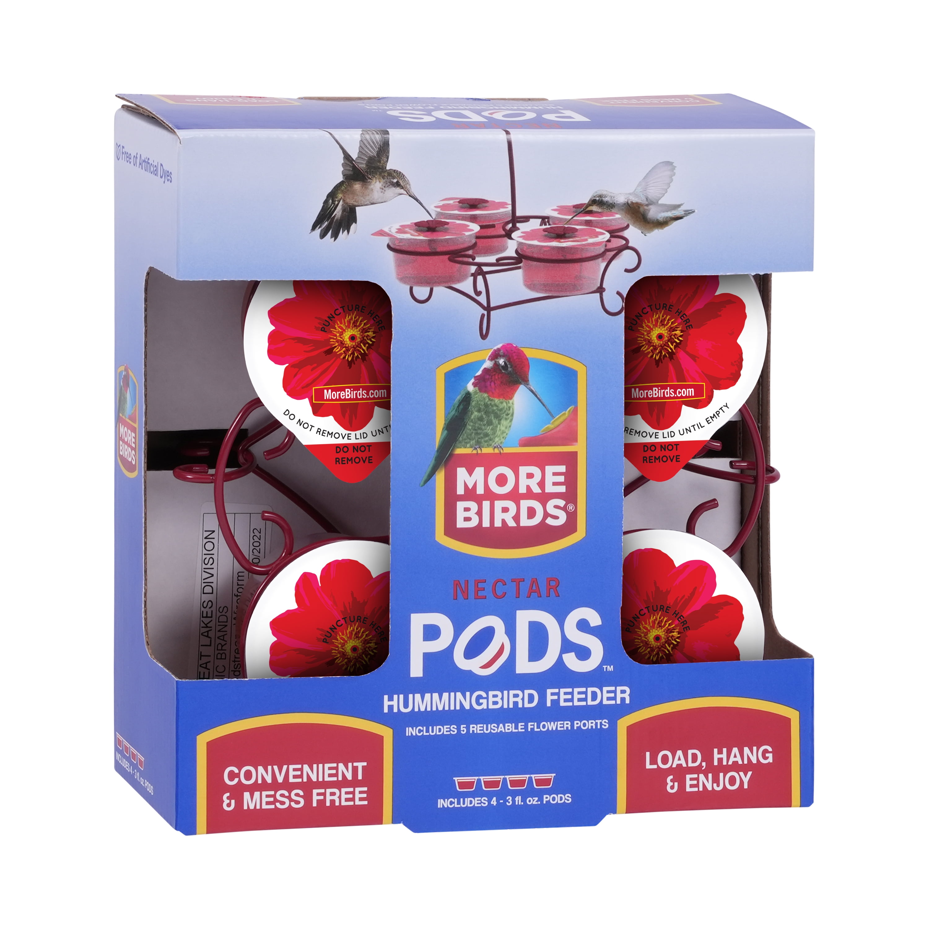 More Birds Simple Wireform Nectar Pod Hummingbird Feeder, Red