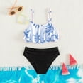 thumbnail image 2 of mgoYE Swimsuit for Girls 10 12 Girls Swimsuit Bikini Set 2 Piece Bathing Suit Ruffled Contrast Trim Adjustable Straps Girls Swimwear(Blue,11-12 Years), 2 of 7