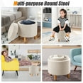 thumbnail image 2 of Giantex 4 in 1 Upholstered Round Storage Ottoman, Fabric Storage Cozy Footstool, Beige, 2 of 8