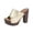 1Beige, variant on Studded Platform Heels for Women Peep Toe Vintage Leather Fashion Elegant Wooden Design Backless Pumps Dress Shoes Silver Size 9.5