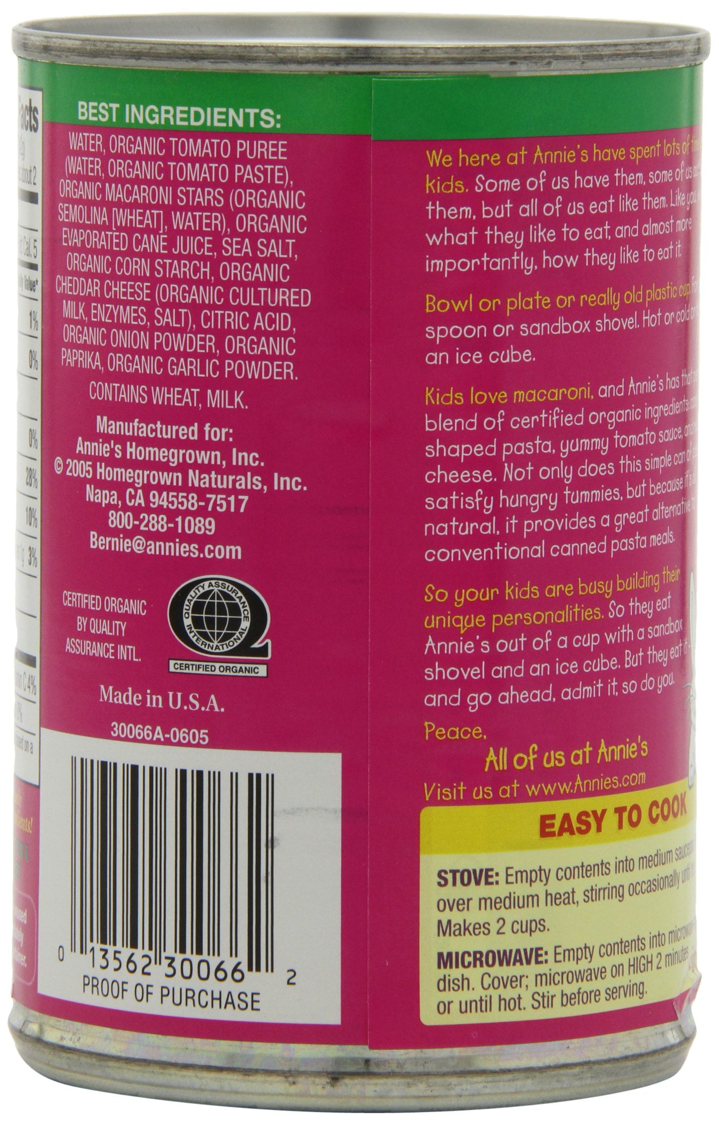 Annie's Organic All Stars Canned Pasta in Tomato & Cheese Sauce 15 oz -Pack of 12