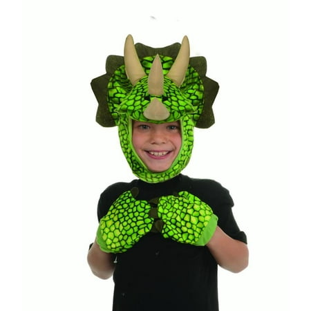 Triceratops Green Child Printed Dinosaur Animal Pack Costume Accessory Set-Grn