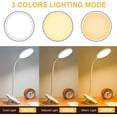 thumbnail image 3 of Lámpara de escritorio LED inalámbrica recargable, 3 colores y 3 niveles de brillo ajustables, lámpara de noche táctil USB con clip para niños, 20 LED, lámpara de lectura portátil flexible con clip de, 3 of 5