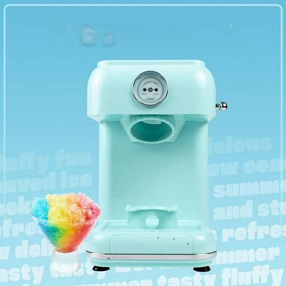 Snow Cone Shaved Ice Machine - Retro Table-Top Slushie Machine - Includes 1 Reusable Plastic Cup - Aqua