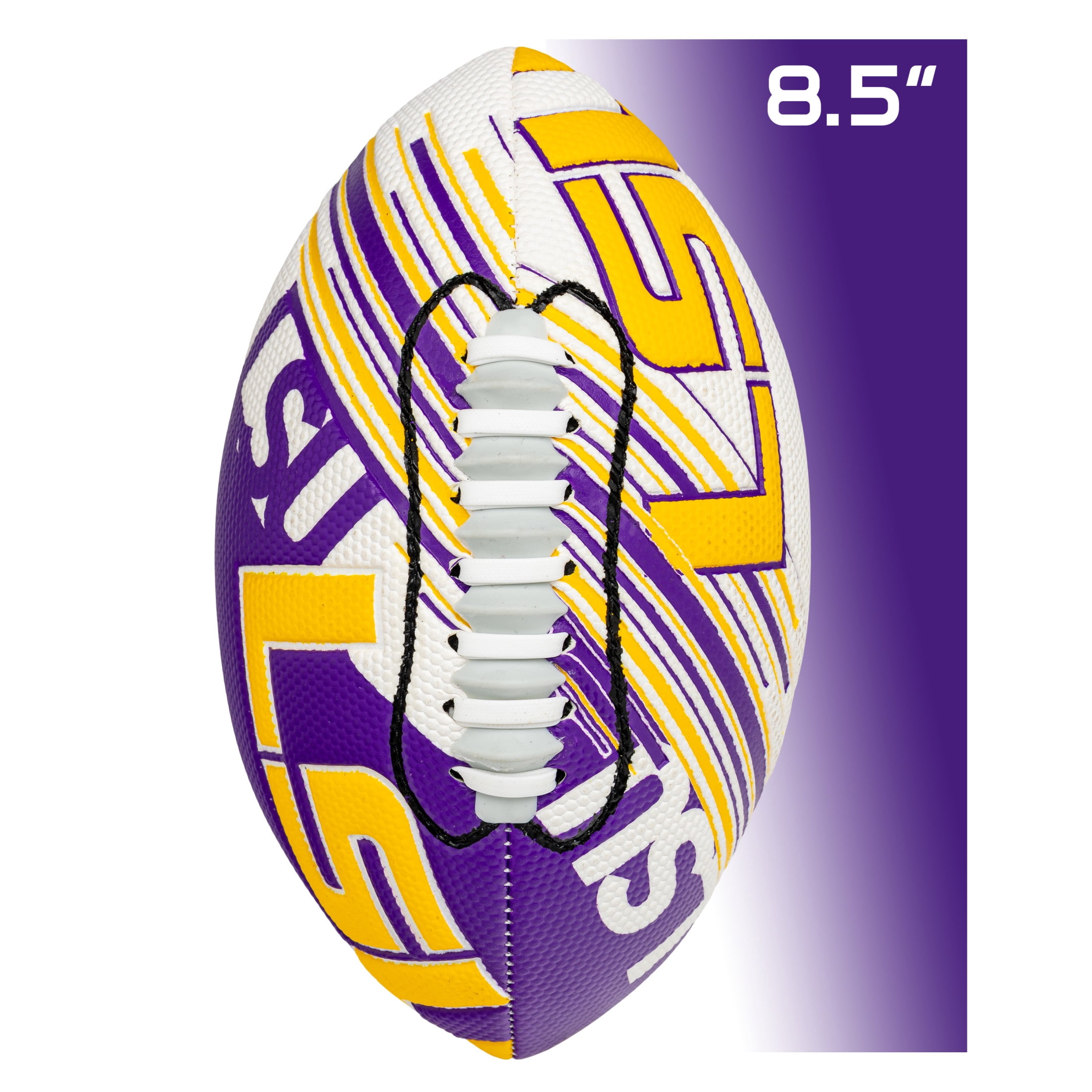 NCAA LSU Tigers Football - Youth Mini Football - 8.5" Football- SPACELACE Easy Grip Texture- Perfect for Kids !