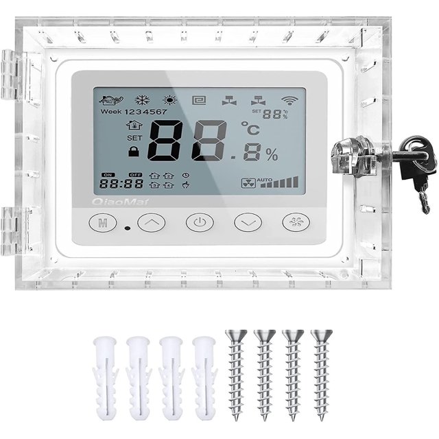 Couvercle De Thermostat Avec Serrure, Protecteur De Panneau Ac Transparent, Grand Botier De Serrure De Thermostat, Convient Aux Thermostats De 19