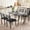 Black Tube + Gray, variant on 5 PCS Dining Set Wood Metal 30" Table & 4 Wooden Seat Chairs, Modern Angled Corner Design, Compact Dinner Set for Small Spaces, Apartment, White & Wood Grain Color