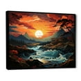 thumbnail image 2 of Designart "Mountain River Coastal sunset Majestic art painting I" Landscapes Floater Framed Wall Decor, 2 of 7