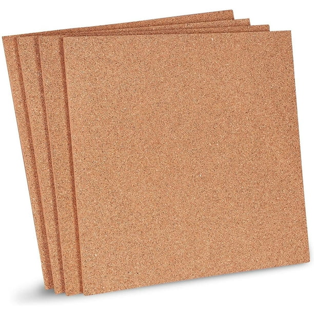 4 Pack Cork Bulletin Board, 1/4 Inch Frameless Natural Cork Tile Boards ...
