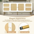 thumbnail image 3 of Tensun TV Stand 65 Inch TV Console with Rattan Door and Gold Metal Base, Suitable for TVs Up to 70'', Boho Style Entertainment Center Providing Ample Storage, White Finish, 3 of 5