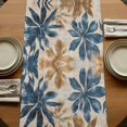 thumbnail image 5 of Navy Blue Brown 60 Inch Table Runner, Tropical Botanical Palm Leaves Vintage Farmhouse Dresser Scarf Cotton & Linen Tablerunner for Dining/Kitchen Island/Holiday Party Décor 13" x 60", 5 of 9
