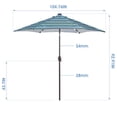 thumbnail image 5 of [2 day delivery] Outdoor Patio 8.7-Feet Market Table Umbrella with Push Button Tilt and Crank, Blue Stripes With 24 LED Lights[Umbrella Base is not Included], 5 of 9