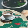thumbnail image 2 of Ambesonne Christmas Emoji Fitted Round Tablecloth, Merry Xmas Wreath, 36"- 40" Diameter, Pale Khaki Jade Green, 2 of 4