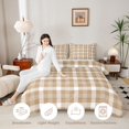 thumbnail image 3 of Manfei Brown White Checkered Twin Comforter Sets,Rustic Plaid Bedding Set,Reversible,2 Pieces,1 Comforter and 1 Pillowcase,2 Pieces,1 Comforter and 1 Pillowcase, 3 of 7