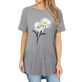 thumbnail image 4 of Xuanfei Women Round Neck Floral Daisy Print Short Sleeve T-Shirt, 4 of 6