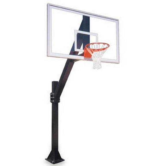 First Team Legend Arena-BP Steel-Glass In Ground Fixed Height Basketball System44; Black