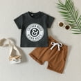 thumbnail image 2 of TAIAOJING Toddler Boys 2 Pieces Summer Beach Outfits Shorts Set Toddler Boys Girls Short Sleeve Letter Prints T Shirt Tops Shorts Outfits For 2-3 Years, 2 of 6