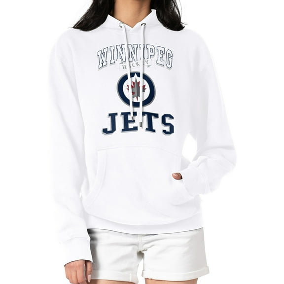 Women's G-III 4Her by Carl Banks White Winnipeg Jets Team Logo Tri-Blend Fleece Pullover Hoodie